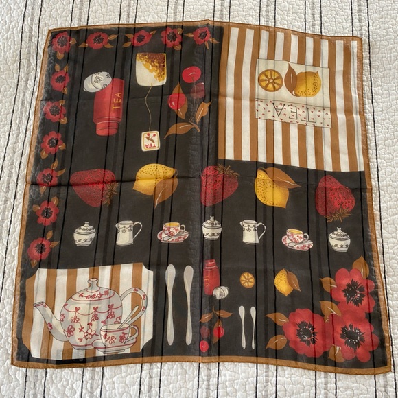 A. Brod Accessories - Vintage A. Brod tea flower fruit lemon strawberry scarf bag scarf neck scarf